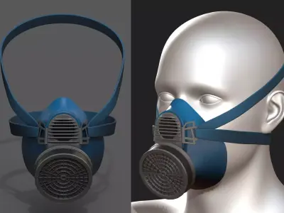 Gas mask protection futuristic technology fantasy  Low-poly 3D model