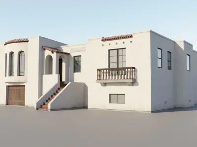 Spanish Revival - US West Coast California Buildings Low-poly 3D model