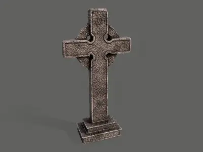 Old celtic cross gravestone 3D model