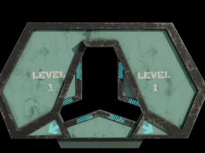 Scifi Door with door frame Free low-poly 3D model
