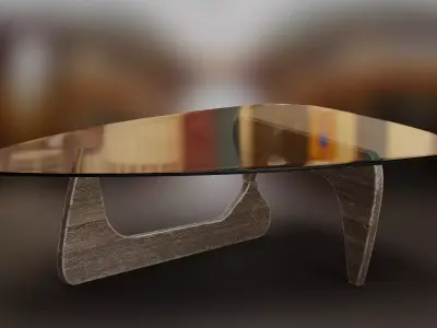 Oval Slightly Dirty Glass Table Low-poly 3D model