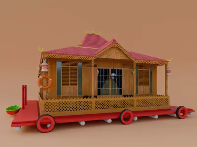 Traditional Houses - Rumah Rakit Low-poly 3D model