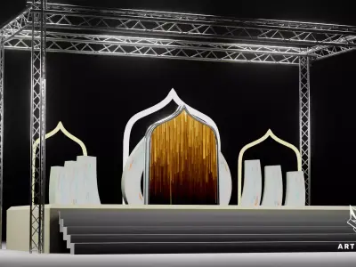 Islamic Event Stage 3D Model with Lighting Low-poly 3D model
