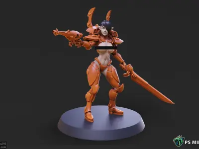 Elf Female Soldiers Bundle  40 variants and Pinups 3D print model