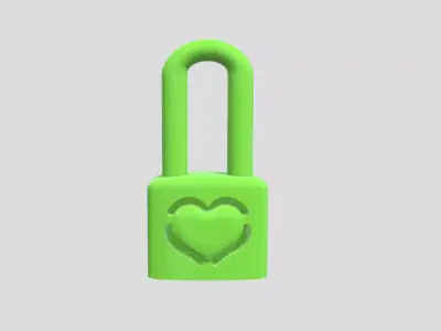 Heart Cutout Padlock Charm 3D Model STL 3D model