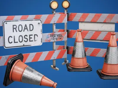 Traffic Barriers - PBR Game Ready Props Low-poly 3D model