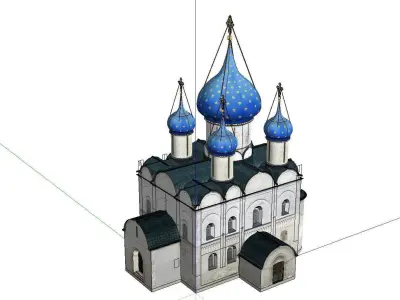 Architecture-Religion-God-Culture-Temple-038 church with domes 3D model