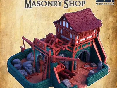 Medieval Masonry Shop Tabletop Terrain 28MM 3D print model 3D print model