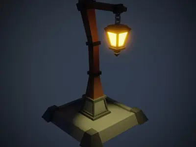 Cartoon Lantern Light Low-poly 3D model