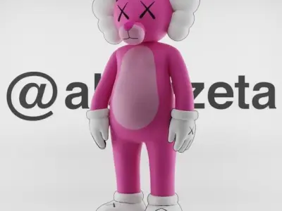 Kaws Pink Panther Textured Low-poly 3D model