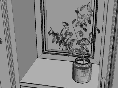 Wardrobe White and door 3d model 3D model