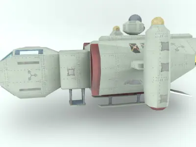 Deep space freighter Low-poly 3D model