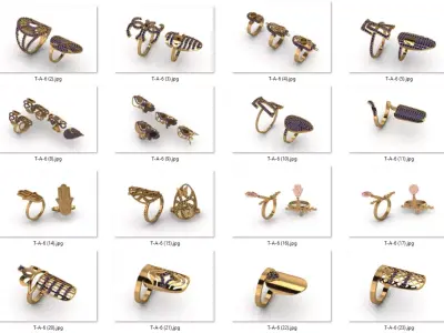 ring 54 pieces drawing 3d rihone drawing ring rings ring models 3D print model