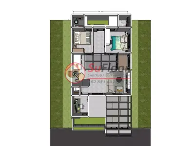 House 8x15m code 633 - Sketchup 3D model 3D model 3D model