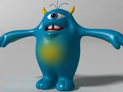 Cartoon Blue Monster Rigged Low-poly 3D model
