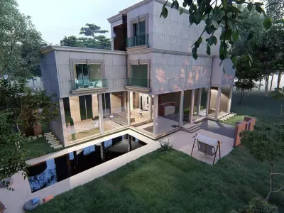 Classic villa Revit and Lumion with 3d grass 3D model