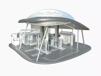 SciFi Gas Station A08 Metallic - Sci Fi Exterior Design Low-poly 3D model