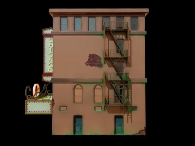 Stylized cinema Low-poly 3D model