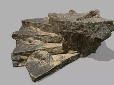 Stair rock Low-poly 3D model 2