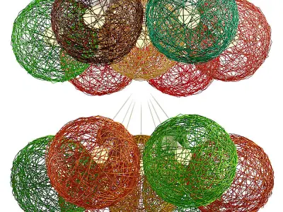 Aliexpress Hemp ball hanging lamp set 3D model