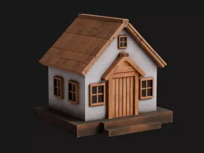 Cute Cartoon Small Wood House 04 3D model