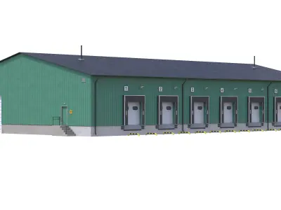 Industrial Building 8 Green Low-poly 3D model