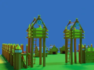 Medieval buildings pack Free low-poly 3D model