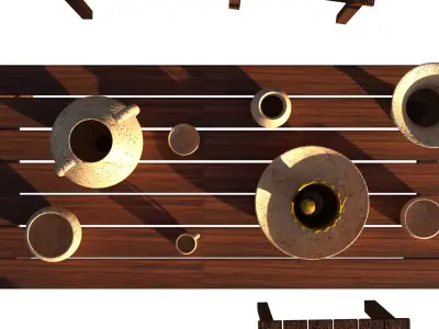 3D low poly wooden table Low-poly 3D model