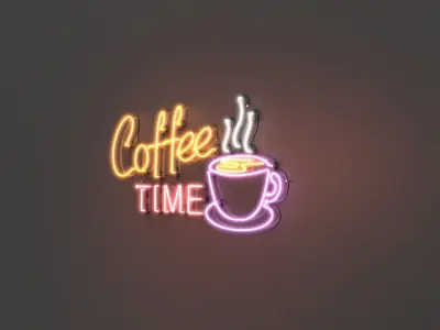 Coffee Time - Neon Sign 3D model