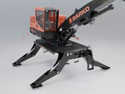 Knuckleboom Log Loader model 495B - 595B and 295B Low-poly 3D model