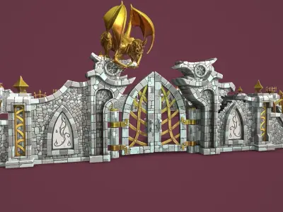 Fantasy cemetery Low-poly 3D model