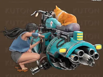 TOUJOU steampunk motorcycle 3D print model