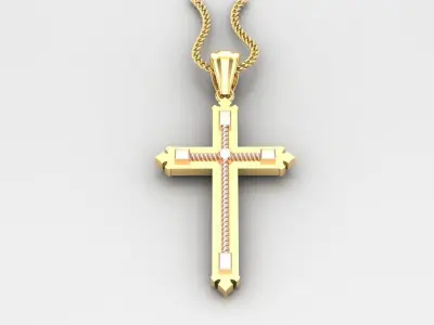 High Cross Pendant Light Gold 18K 4CP087 3D print model