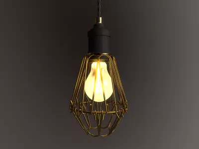 Industrial Cage Pendant Light 3D model