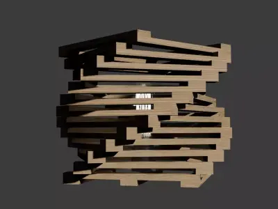 Funky Twisted Wood Lamp with Edison Bulb Low-poly 3D model