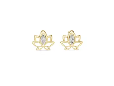 Lotus Marquise Diamond Stud Earrings Petal Floral CAD 3D print model