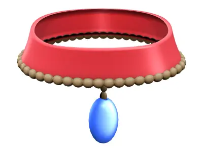 Choker Necklace With Blue Stone Low-poly 3D model