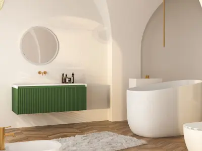 White Minimalist Bathroom Interir Scene 3D model