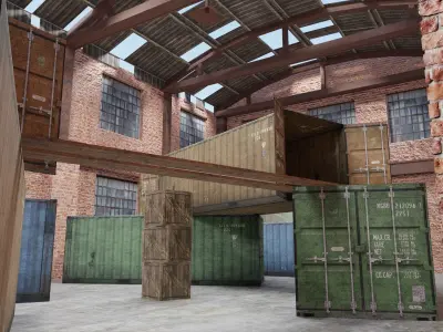 FPS Map - Warehouse Low-poly 3D model