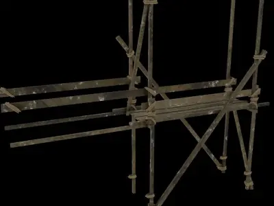 Wooden scaffold tileable set Low-poly 3D model