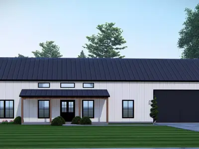 Modern American Barn House with Garage Exterior Architectural  3D model