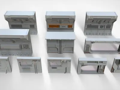sci-fi Architecture kitbash 13 3D model