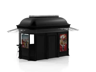 Classical Black Metal Street Kiosk 2x4m 3DS Max Vray Corona 3D model