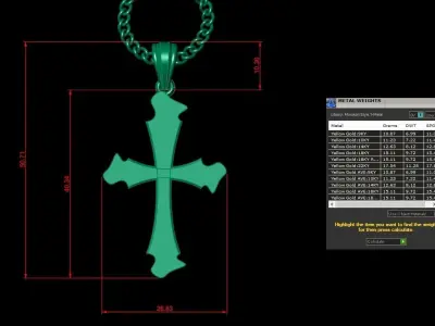 Light Gold 18K Cross Pendant 1CP040 3D print model