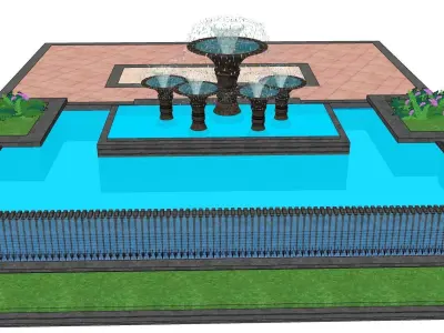water fountain 3d sketchup model 3D model