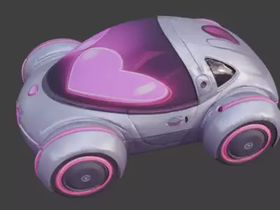 Stylized Sci-Fi Valentine Hover Car 3D Model Low-poly 3D model