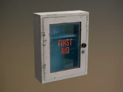 Glass Door First Aid Cabinet Low-poly 3D model