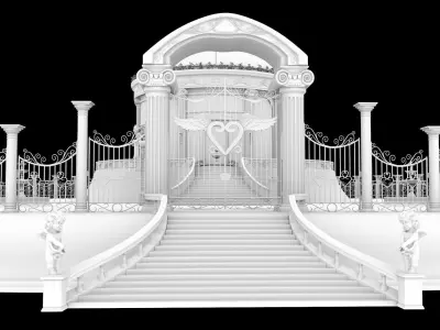Cupid Love theme castle and temple- building Kitbash Low-poly 3D model