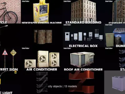 city objects 3D Model Pack