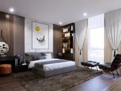 Interior Bedroom Modern Model Low-poly 3D model